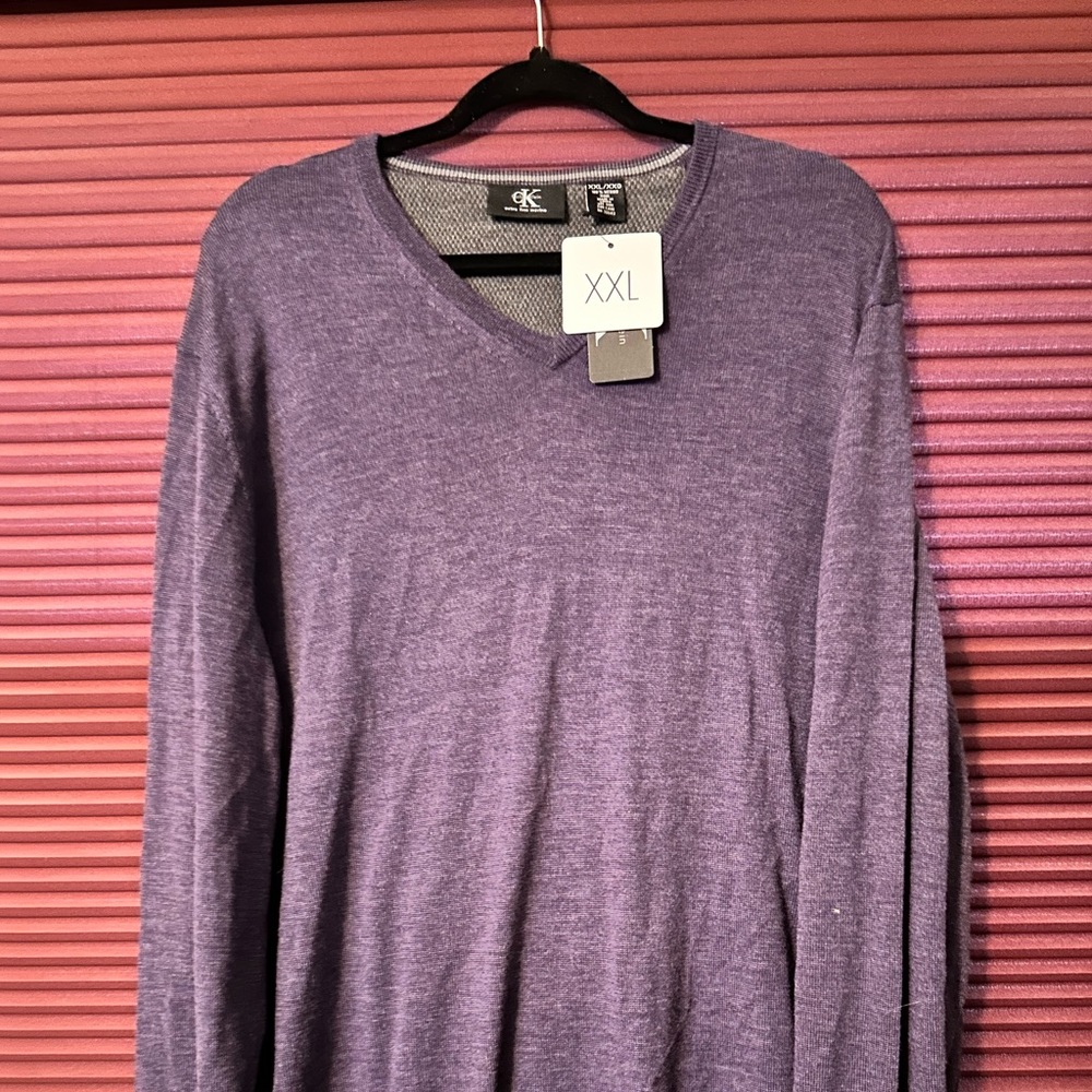 Calvin Klein Men’s Purple lightweight merino sweater size XXL NWT